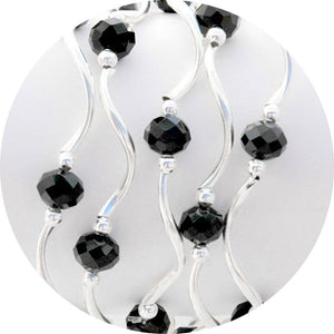 Black Color Story Gemstones + Crystals Beaded Stretch Bracelet