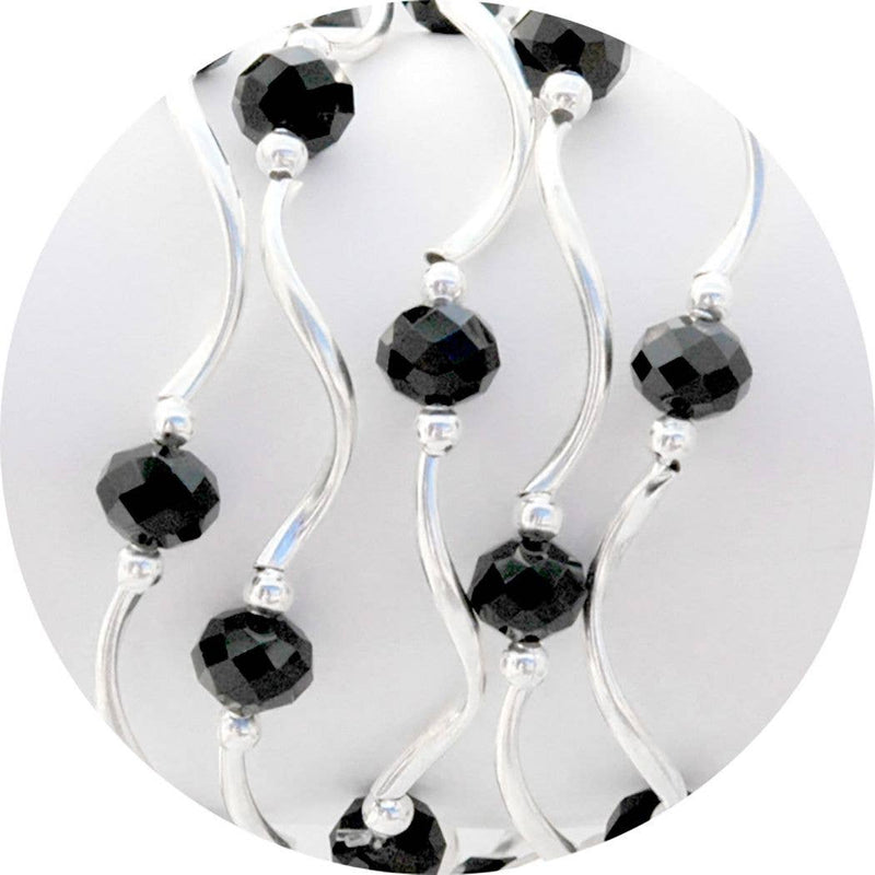 Black Color Story Gemstones + Crystals Beaded Stretch Bracelet