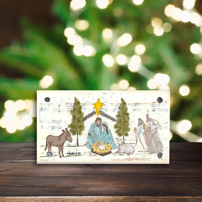 Starry Night Nativity Happy Block