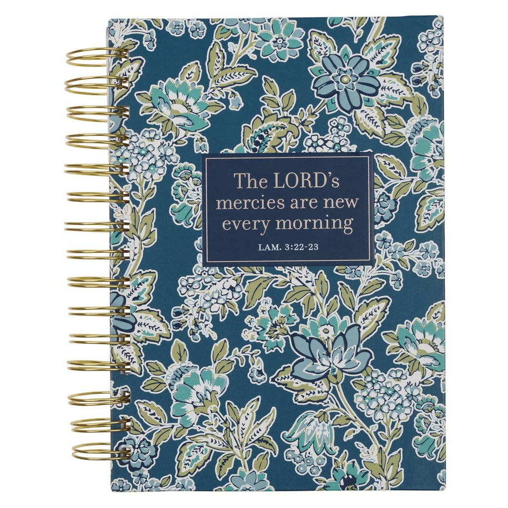 New Mercies Lam. 3:22-23 Blue Floral Spiral-Bound Journal