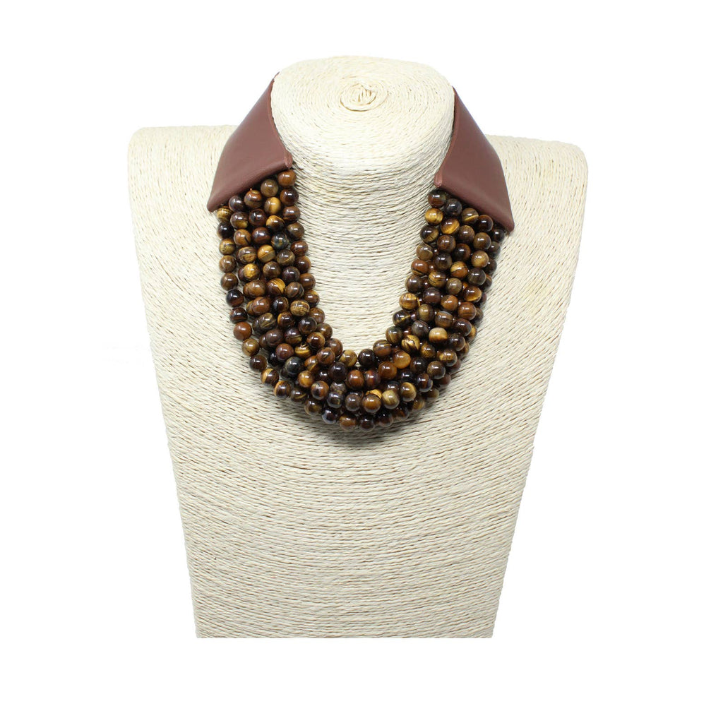 Brown Tigers Eye 10 Strand Stone Bead Necklace