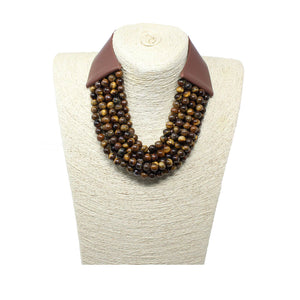 Brown Tigers Eye 10 Strand Stone Bead Necklace