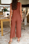 Beside You Button Trim Wide Leg Jumpsuit