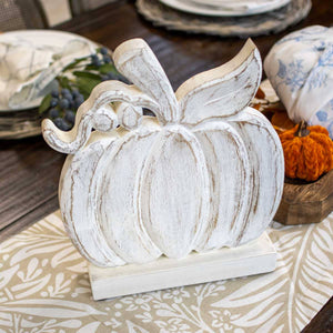 Portland Pumpkin Antique White Wood Sign