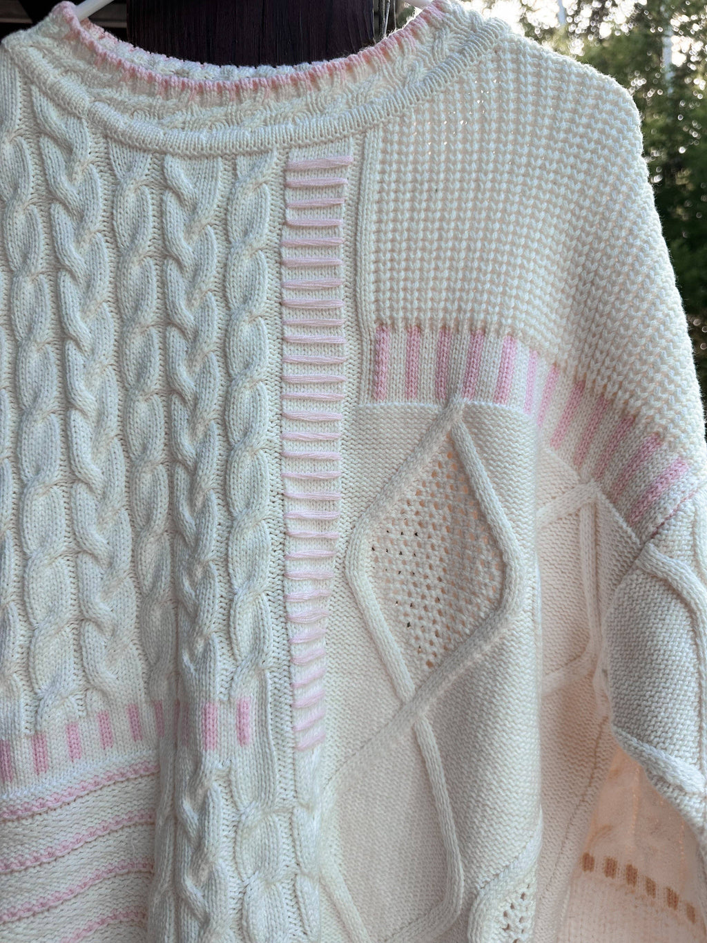 Sunkissed Coconut Simple Girly Ivory & Light Pink Sweater