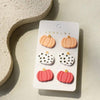 Retro Pumpkin Studs Triple Earring Card