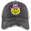 Happy Face Cowboy Black Trucker Hat