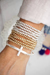 Abide In Me Silver Cross Stretchy Bracelet