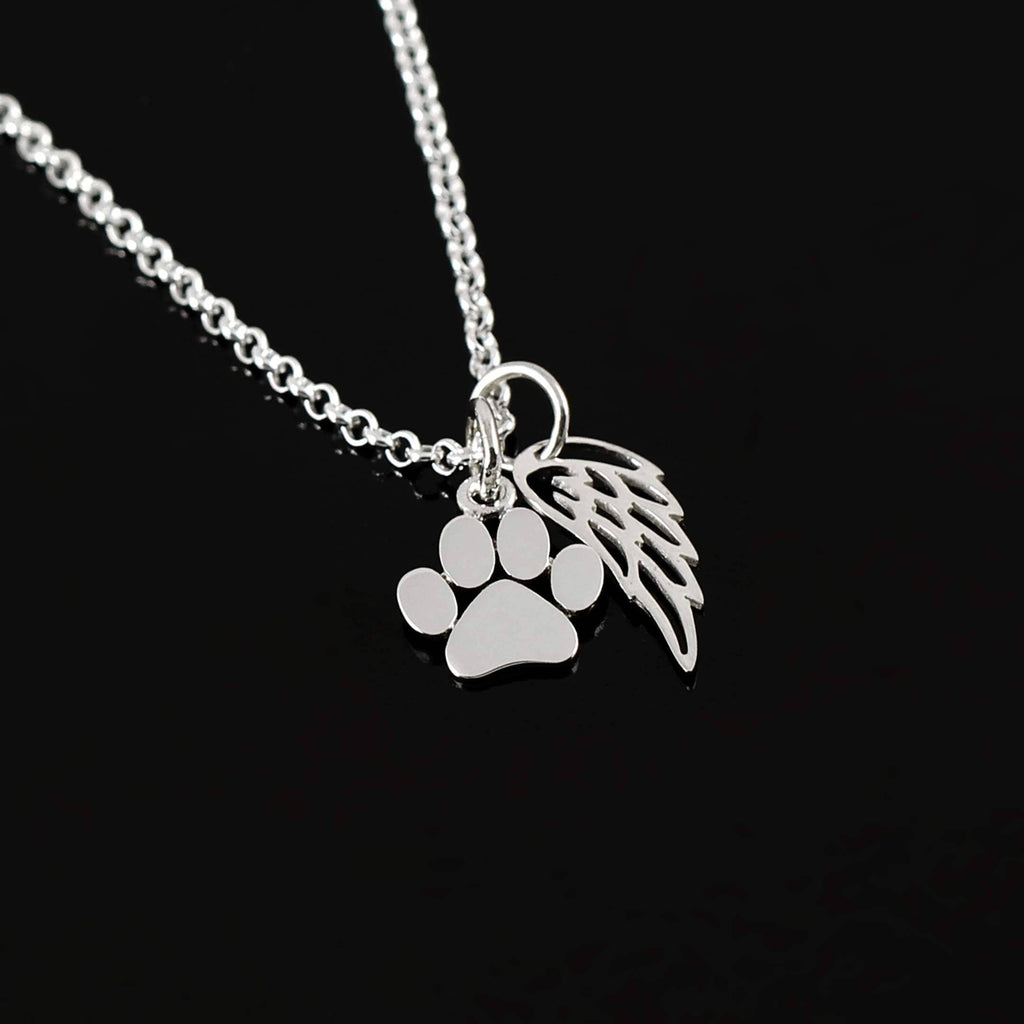 Pawprints on My Heart Pet Memorial Sterling Silver Necklace