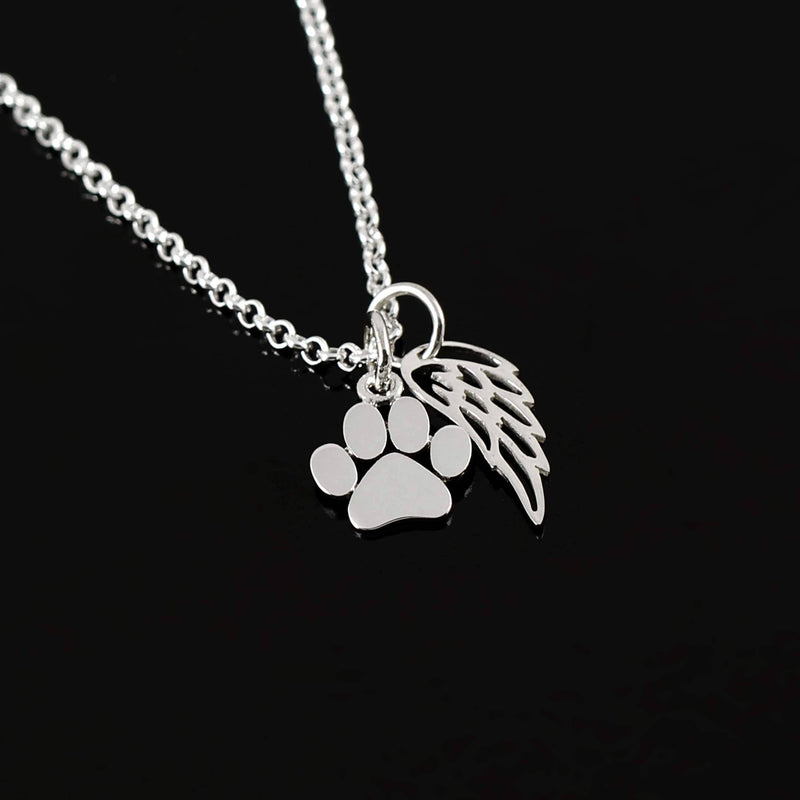 Pawprints on My Heart Pet Memorial Sterling Silver Necklace