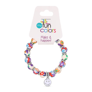 Blue Floral Kids Clay Beaded Stretch Charm Bracelets