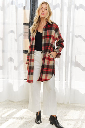 Winter Dreams Ivory & Red Flannel Shacket