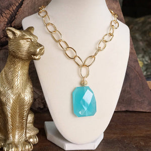 Cassidy Turquoise Natural Stone Chain Necklace