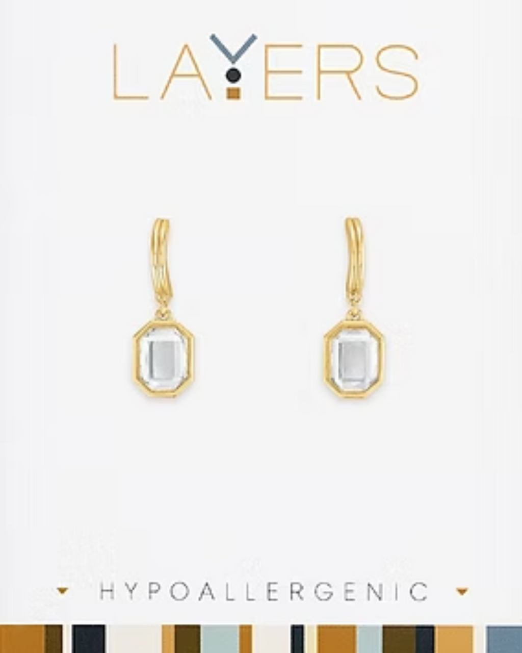 Emerald Cut CZ Huggie Layers Earrings in Gold