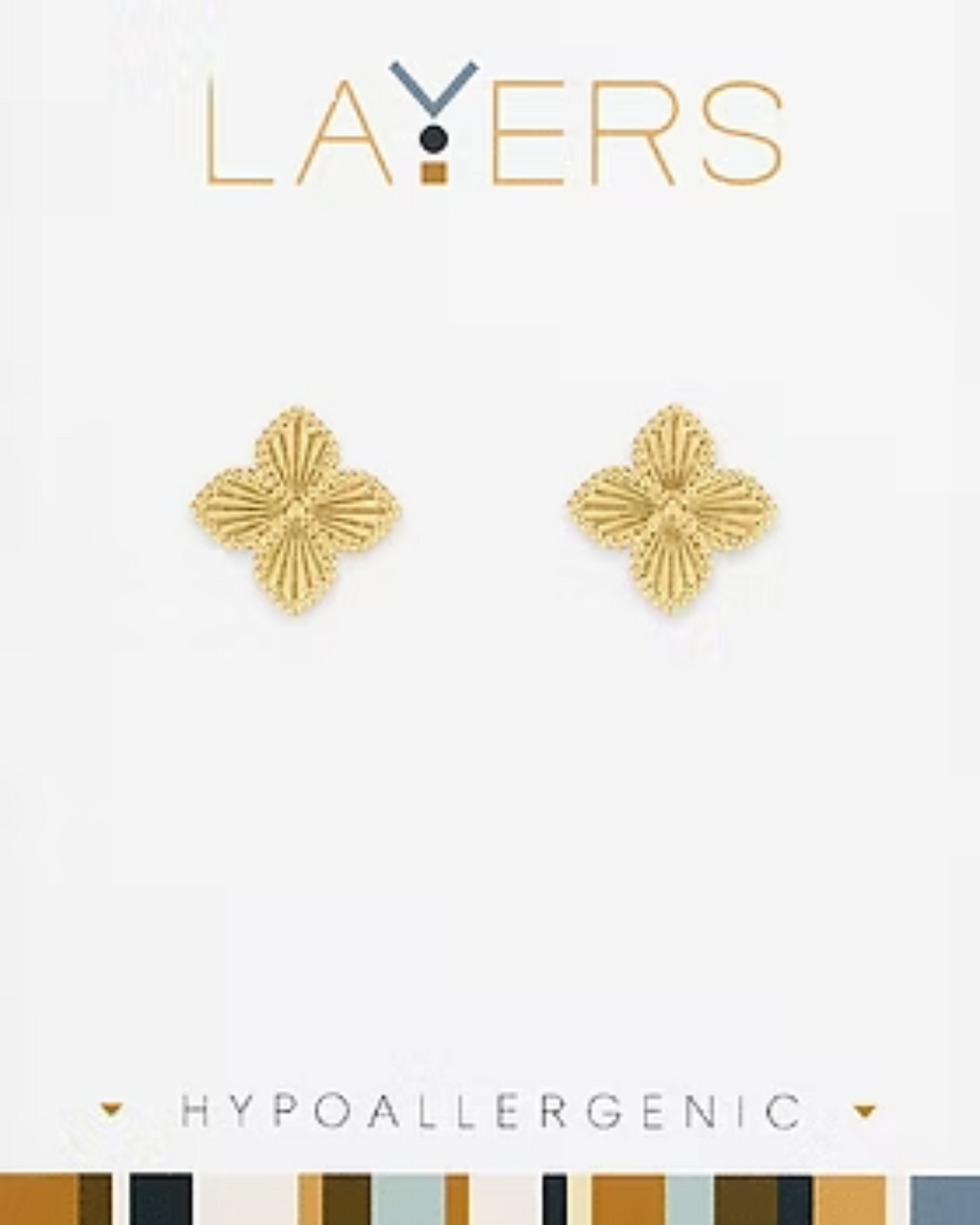 Quatrefoil Stud Layers Earrings in Gold