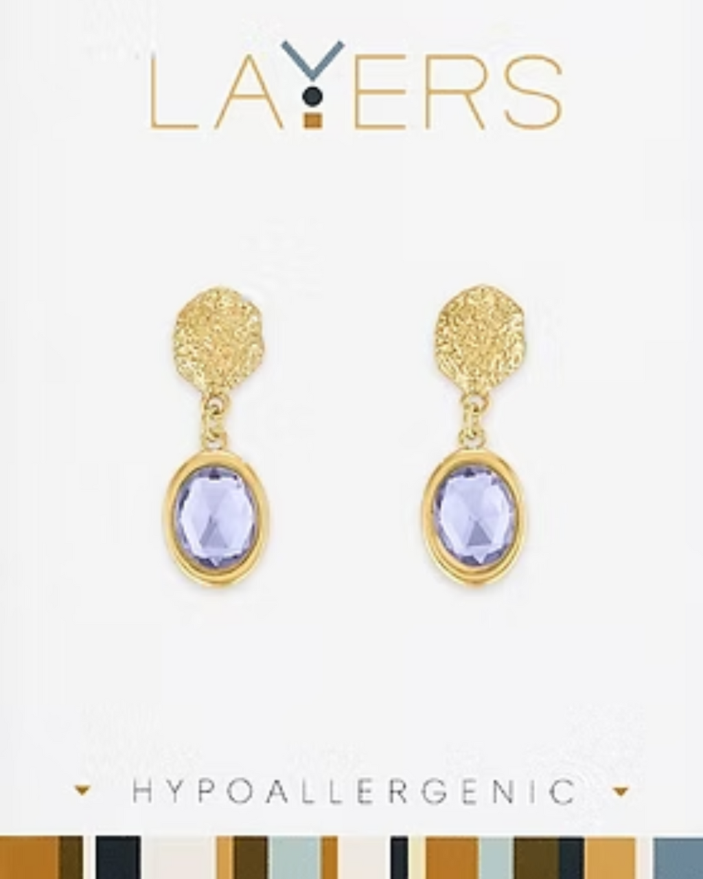 Hammered Tanzanite Drop Dangle Layers Earrings in Gold