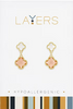 Double Quatrafoil Drop Dangle Layers Earrings in Gold