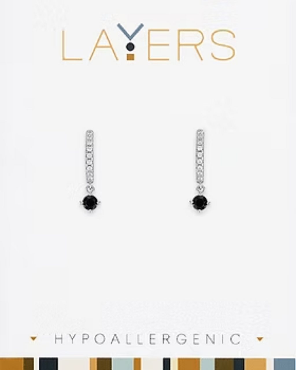 Petite Jet Black CZ Huggie Layers Earrings in Silver