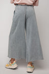 Take The Long Way Home Faded Teal Washed Terry Wide Leg Pants