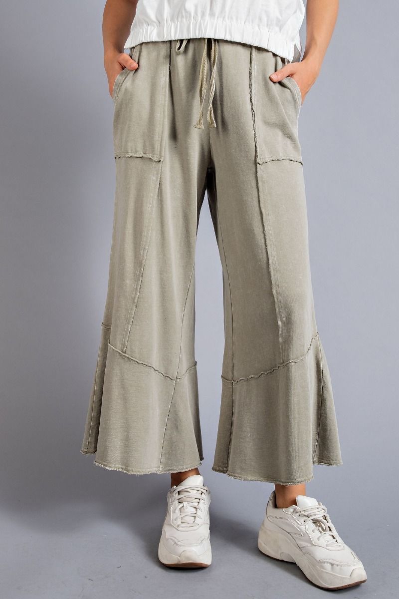 Easy Days Faded Sage Mineral Wash Wide Leg Pants