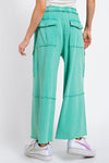 Feeling Good Atlantis Green Mineral Wash Wide Leg Cargo Pants