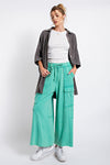 Feeling Good Atlantis Green Mineral Wash Wide Leg Cargo Pants