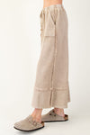 Cozy Walks Mushroom Mineral Washed Terry Wide Leg Pants