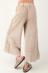 Cozy Walks Mushroom Mineral Washed Terry Wide Leg Pants