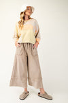 Cozy Walks Mushroom Mineral Washed Terry Wide Leg Pants