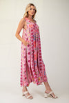 All This Time Calypso Pink Wide Legs Rayon Gauze Jumpsuit