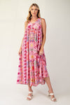 All This Time Calypso Pink Wide Legs Rayon Gauze Jumpsuit