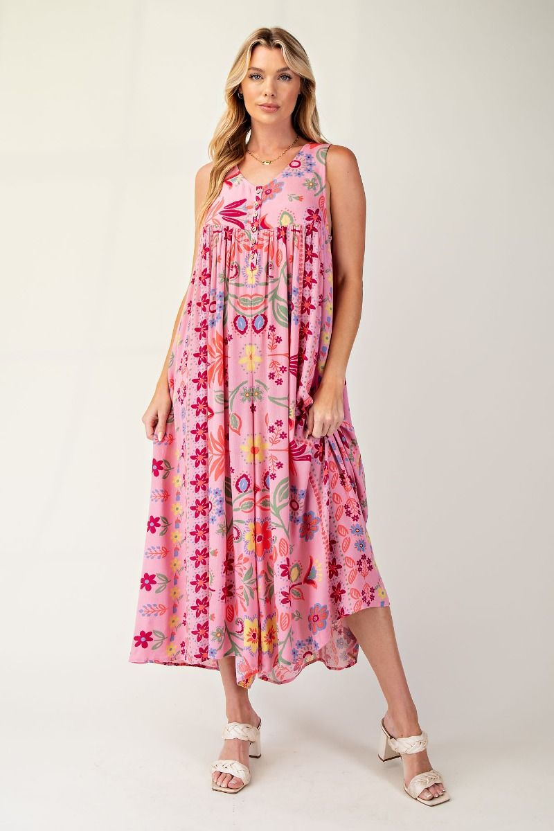 All This Time Calypso Pink Wide Legs Rayon Gauze Jumpsuit