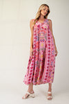 All This Time Calypso Pink Wide Legs Rayon Gauze Jumpsuit