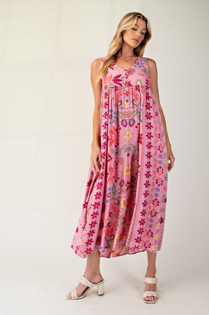 All This Time Calypso Pink Wide Legs Rayon Gauze Jumpsuit