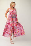 All This Time Calypso Pink Wide Legs Rayon Gauze Jumpsuit