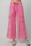 Any Direction Barbie Pink Mineral Washed Wide Leg Pants