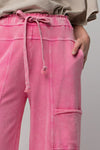 Any Direction Barbie Pink Mineral Washed Wide Leg Pants