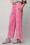 Any Direction Barbie Pink Mineral Washed Wide Leg Pants