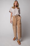 Any Direction Camel Mineral Washed Wide Leg Pants