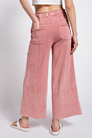 Any Direction Mauve Mineral Washed Wide Leg Pants