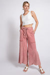 Any Direction Mauve Mineral Washed Wide Leg Pants