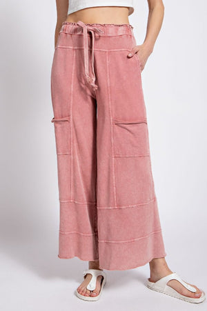 Any Direction Mauve Mineral Washed Wide Leg Pants