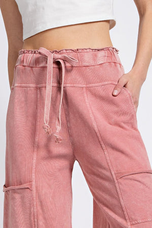 Any Direction Mauve Mineral Washed Wide Leg Pants