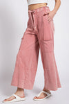 Any Direction Mauve Mineral Washed Wide Leg Pants