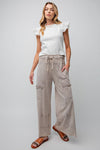 Any Direction Mushroom Mineral Washed Wide Leg Pants