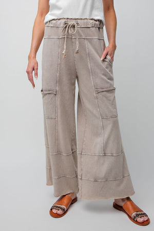 Any Direction Mushroom Mineral Washed Wide Leg Pants