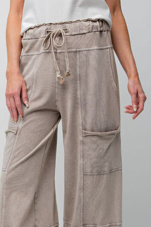 Any Direction Mushroom Mineral Washed Wide Leg Pants