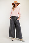Any Direction Black Mineral Washed Wide Leg Pants