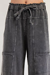 Any Direction Black Mineral Washed Wide Leg Pants