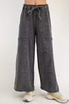Any Direction Black Mineral Washed Wide Leg Pants